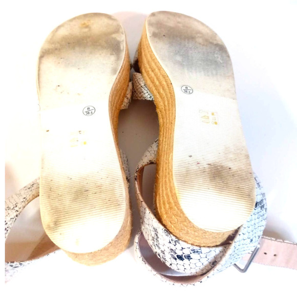 Chinese Laundry Women Size 8 Wedge Heels Faux Snakeskin Cross Heel Strap Natural - Picture 6 of 6
